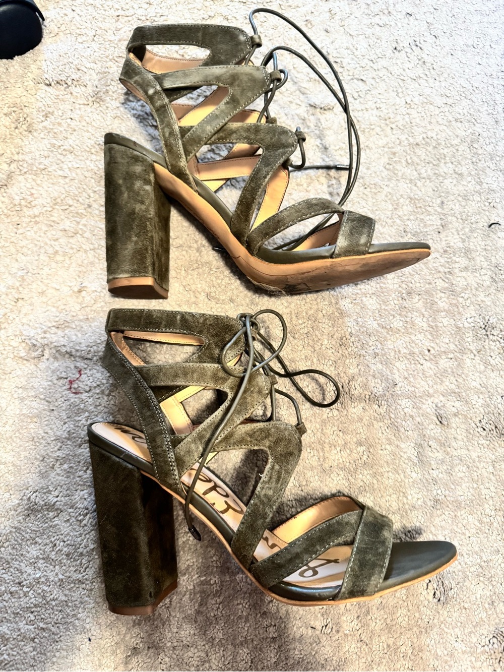 Sam Edelman Olive Lace-Up Suede Block Heel Sandals
